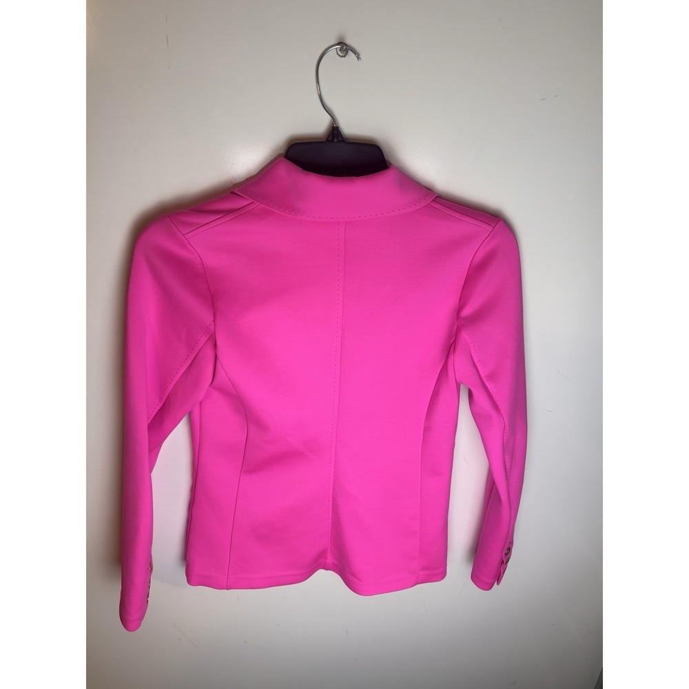 Lilly Pulitzer Pink Scuba Knit Blazer Women's Small Stretch Jacket Gold Buttons - Picture 2 of 10